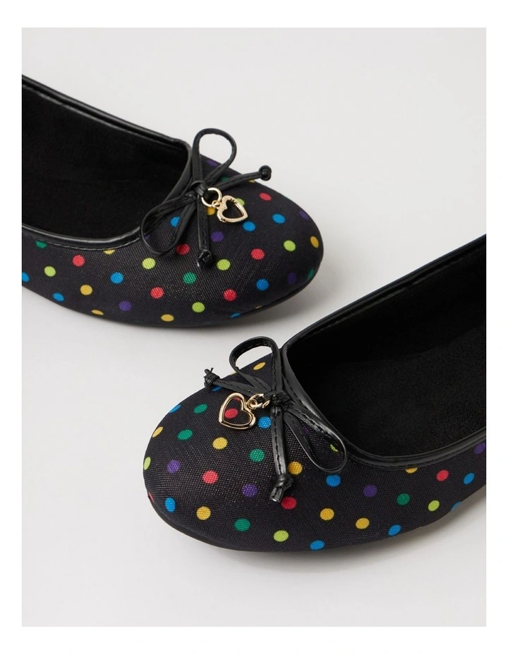 Dreamie Black Spot Fabric Flat Shoes image 5
