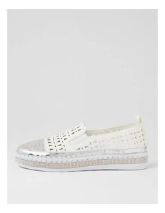Tawqueet White Multi Flat Shoes