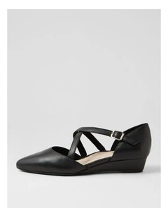Elizia Black Leather Heels
