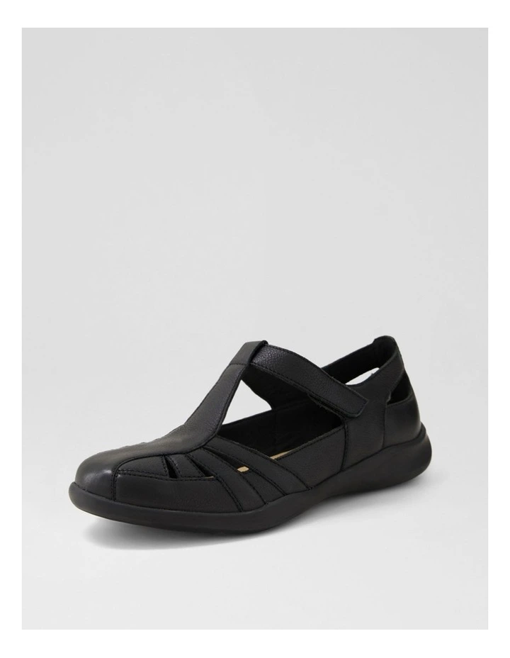 Evanie D Black Leather Flat Shoes image 2