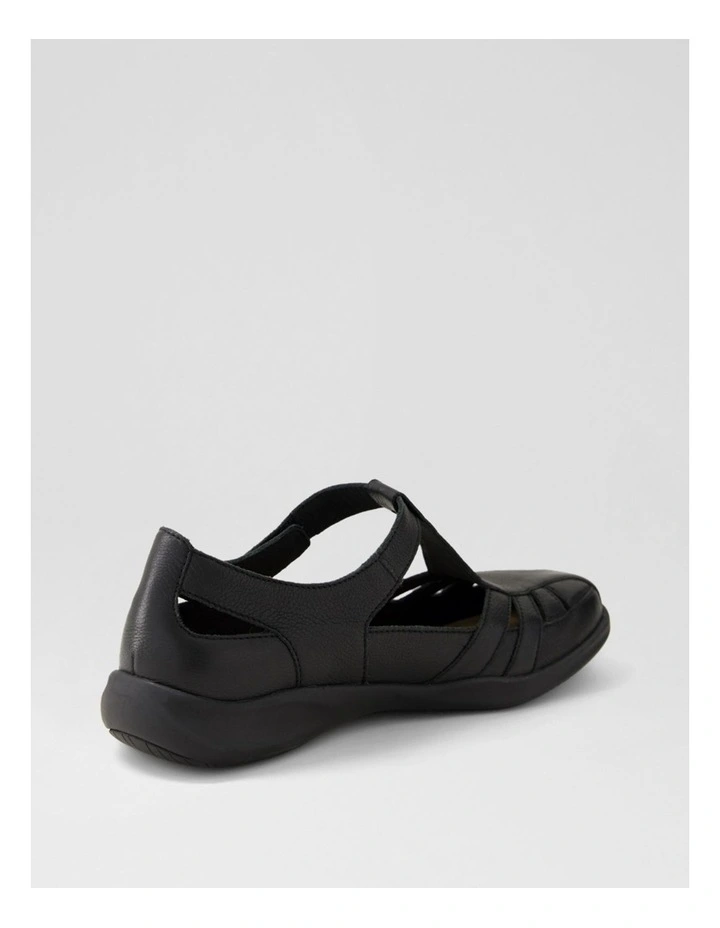 Evanie D Black Leather Flat Shoes image 3