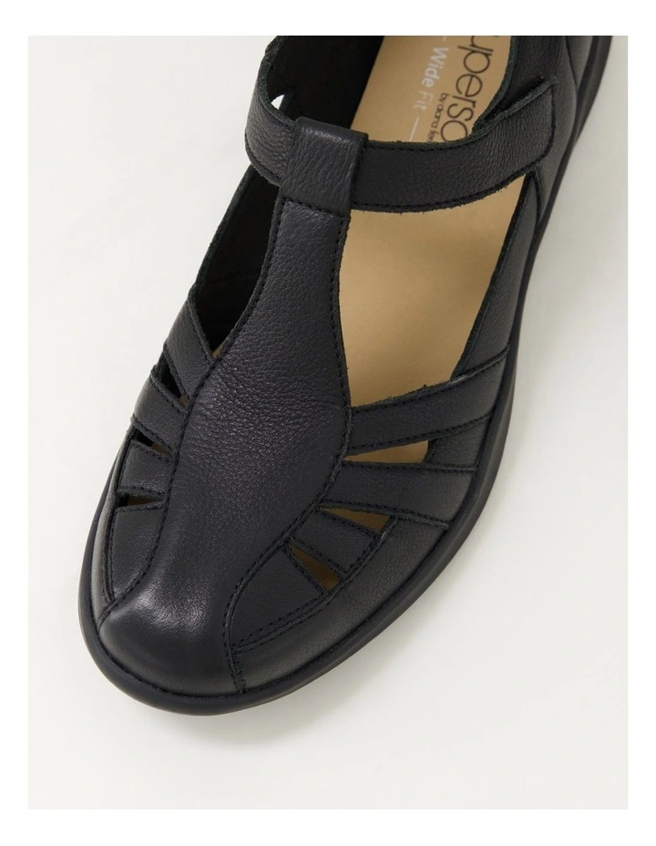 Evanie D Black Leather Flat Shoes image 4