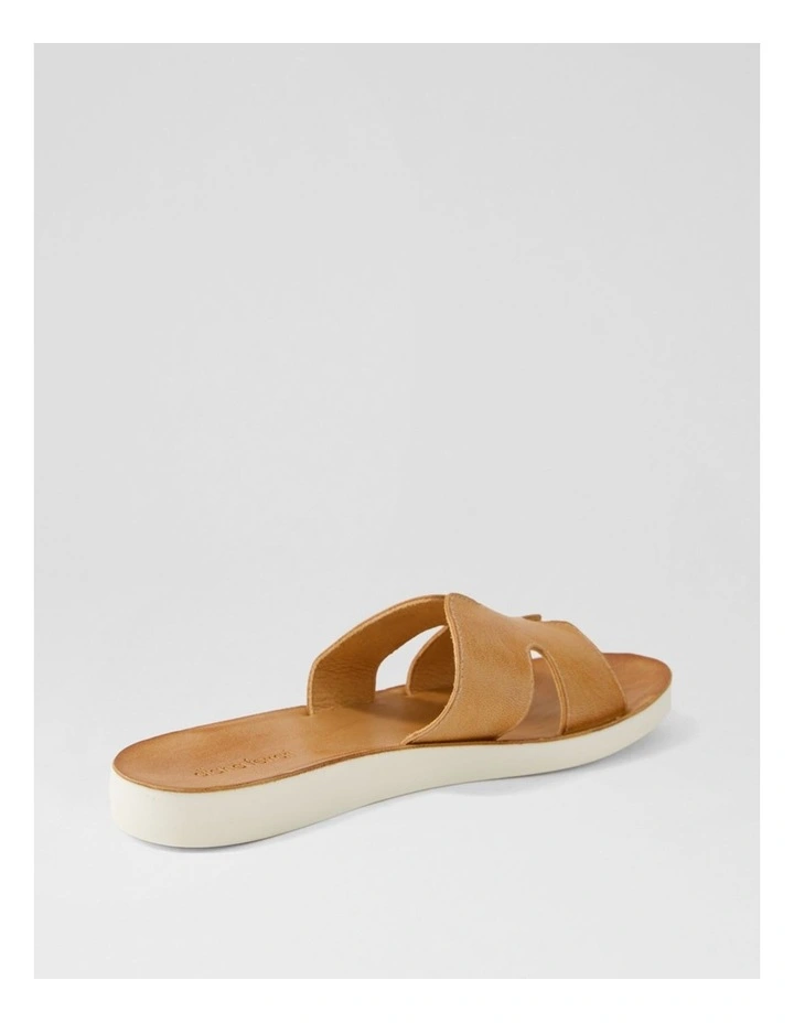 Nokker Dark Tan White Leather Slides image 3