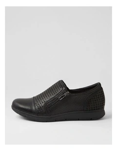Dallias Black Leather Flat Shoes