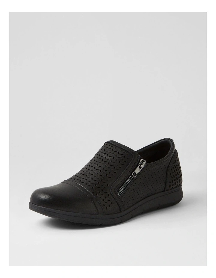 Dallias Black Leather Flat Shoes image 2