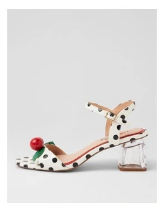 Yotto White Black Spot Patent Pu Sandals