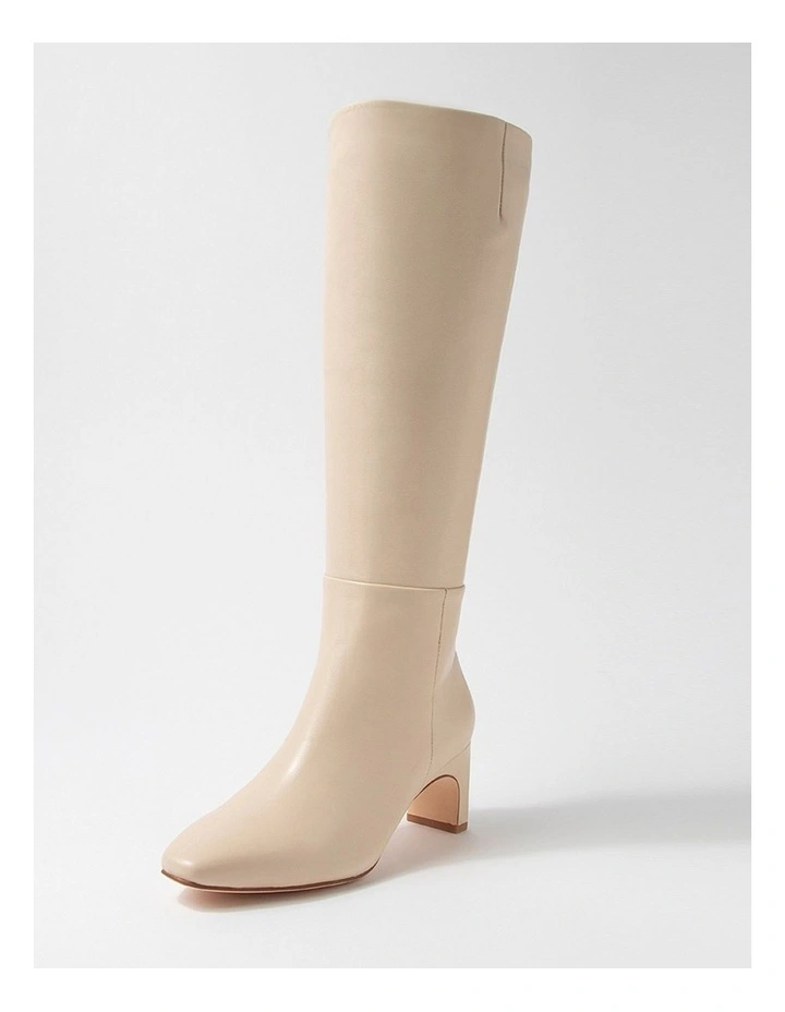 Swan Cream Leather Knee High Boots image 2