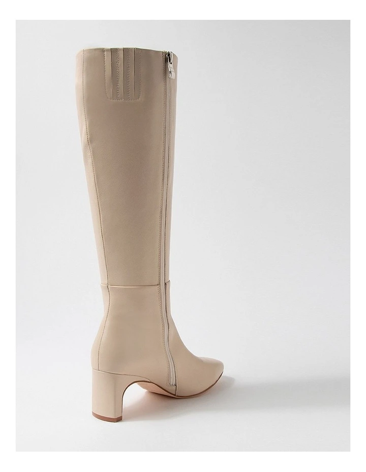 Swan Cream Leather Knee High Boots image 3