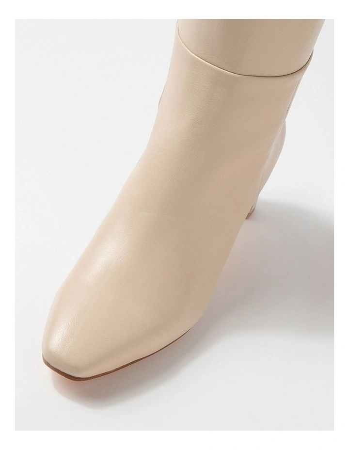Swan Cream Leather Knee High Boots image 4