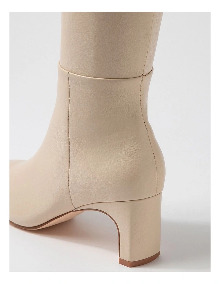 Swan Cream Leather Knee High Boots image 5