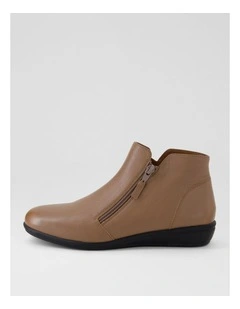Fallenn Mid Taupe Leather Ankle Boots
