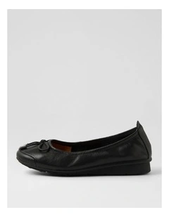 Phillipe Black Leather Flat Shoes