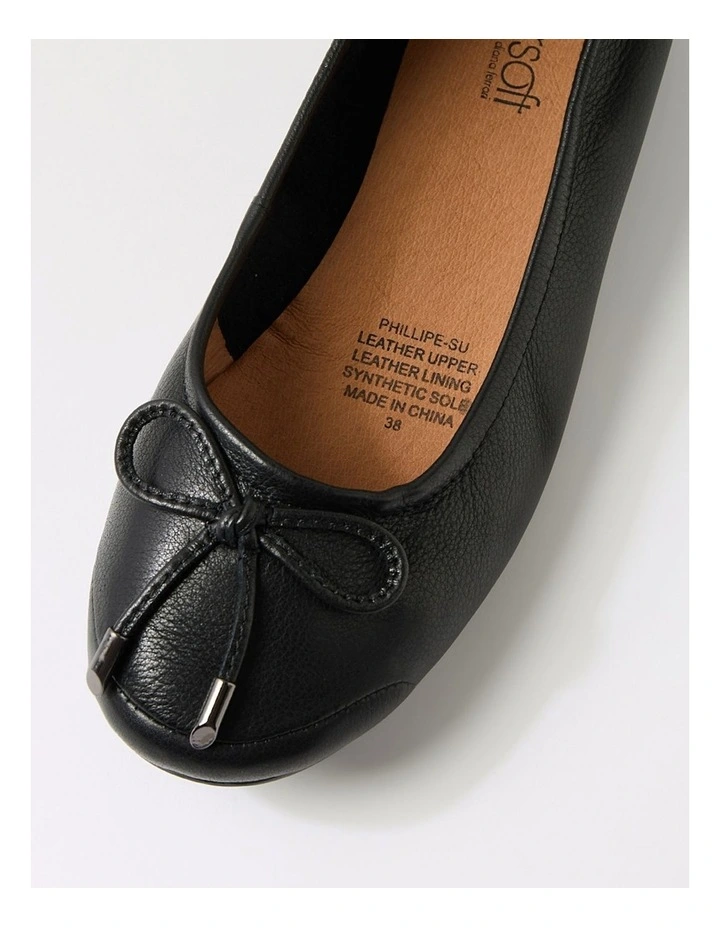 Phillipe Black Leather Flat Shoes image 4
