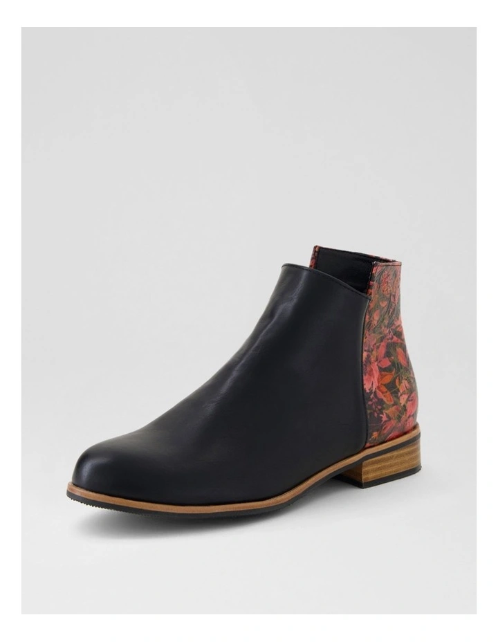 Horson Black Red Floral Ankle Boots image 2