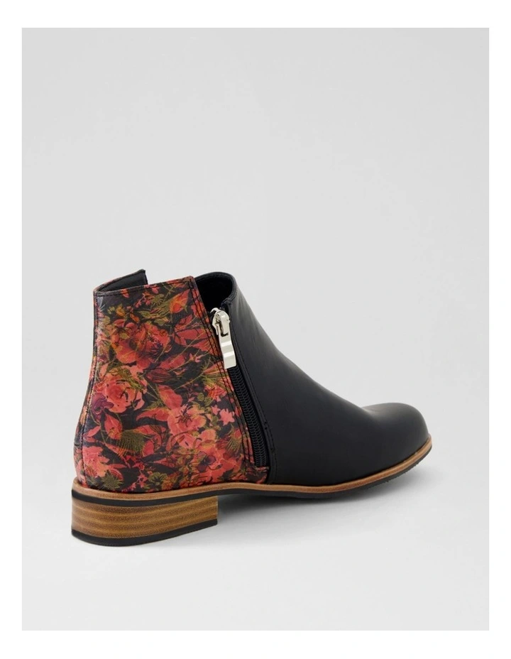 Horson Black Red Floral Ankle Boots image 3
