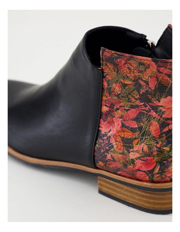 Horson Black Red Floral Ankle Boots image 5