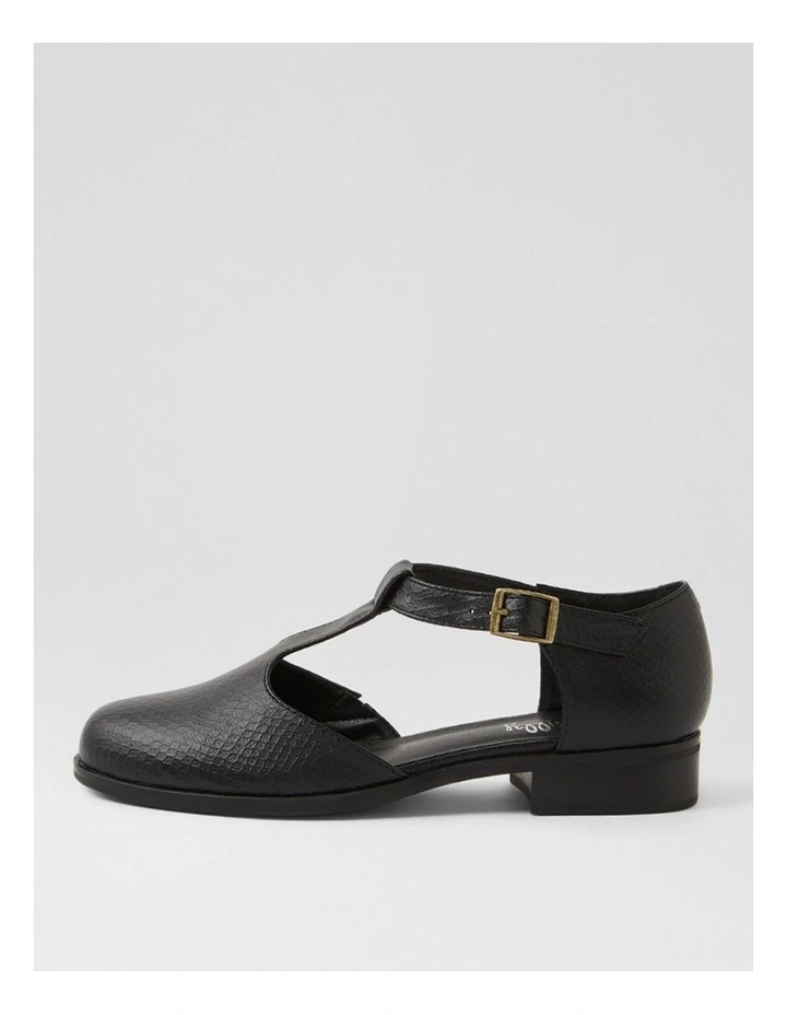 Hangia Black Reptile Flat Shoes image 1