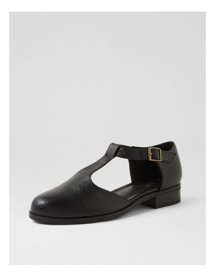Hangia Black Reptile Flat Shoes image 2