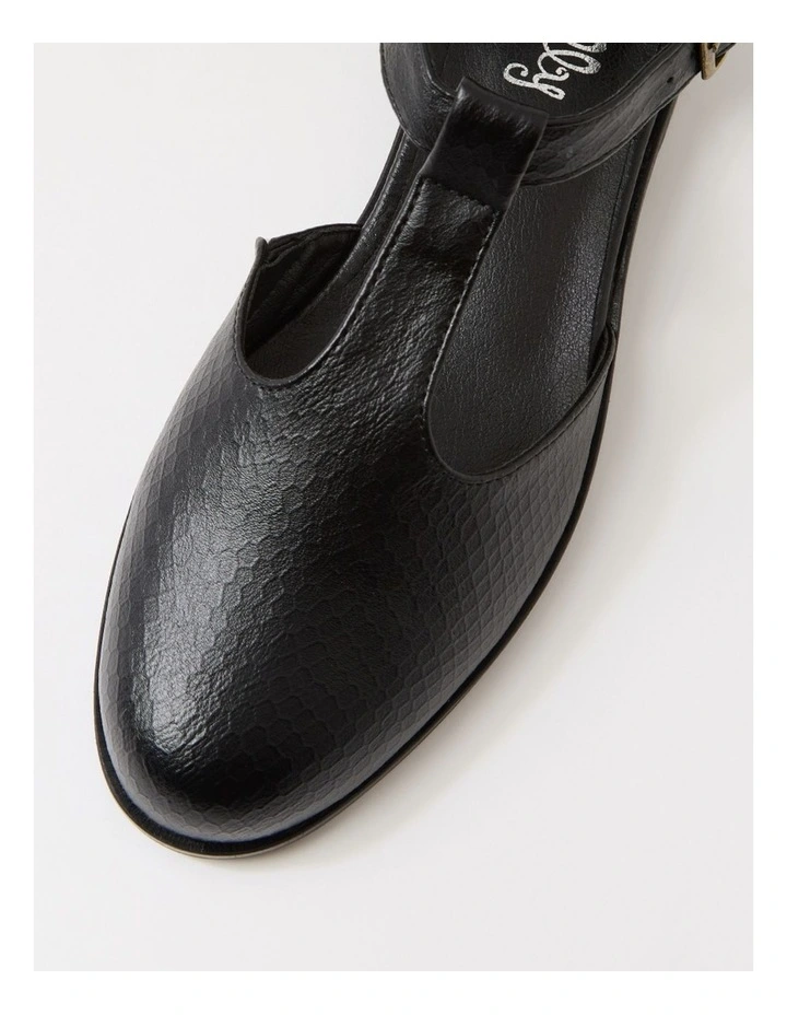 Hangia Black Reptile Flat Shoes image 4