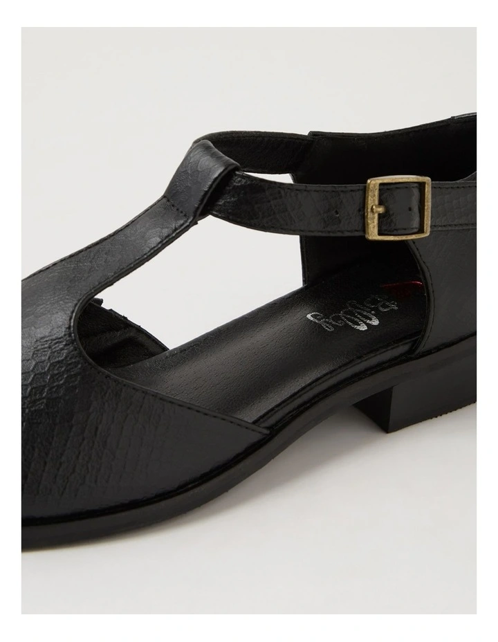 Hangia Black Reptile Flat Shoes image 5