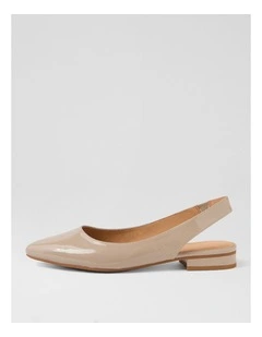 Dyani Taupe Patent Leather Flat Shoes