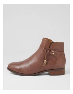 Bessi Coffee Leather Ankle Boots
