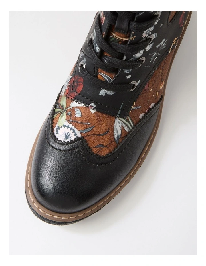 Bokoa Black Tan Floral Ankle Boots image 5