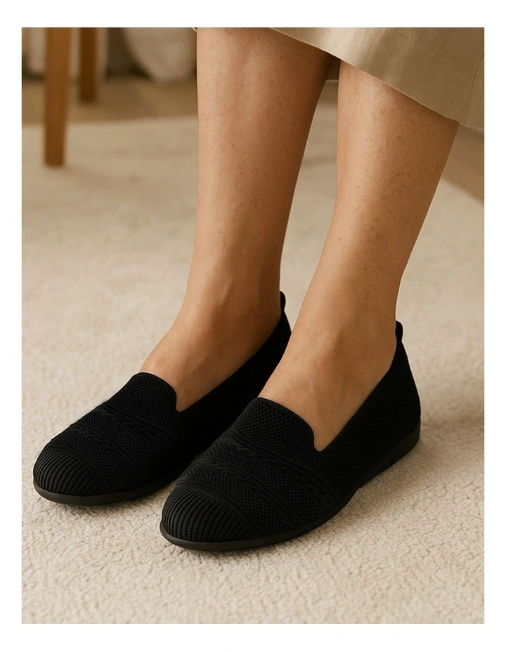 Silicie Black Knit Loafers image 1