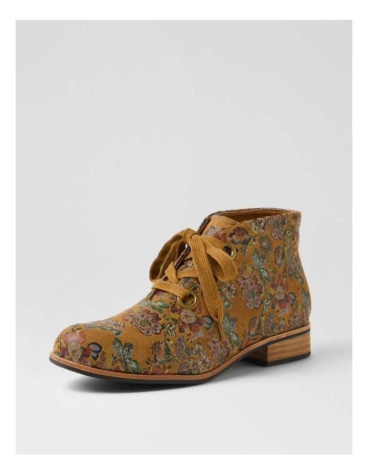Hissel Tan Flower Microsuede Ankle Boots image 2