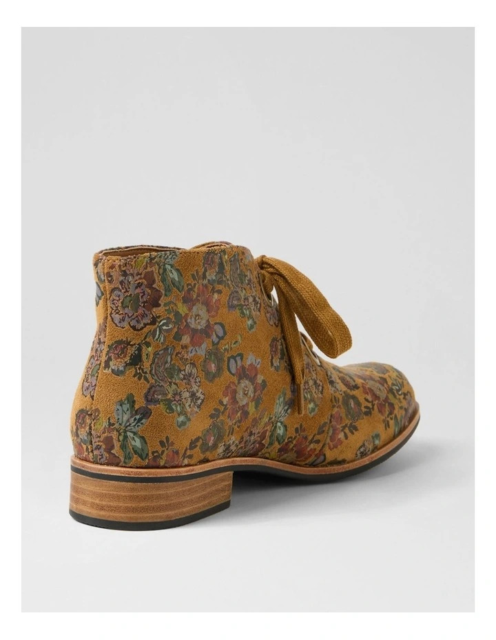 Hissel Tan Flower Microsuede Ankle Boots image 3