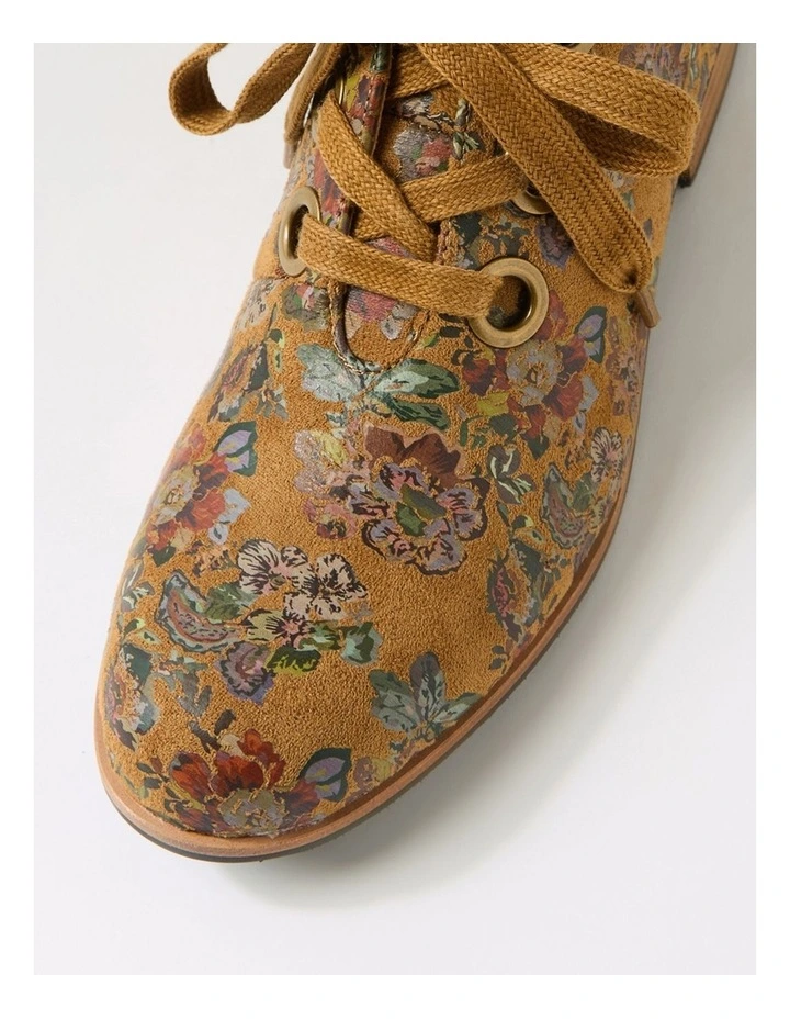 Hissel Tan Flower Microsuede Ankle Boots image 4