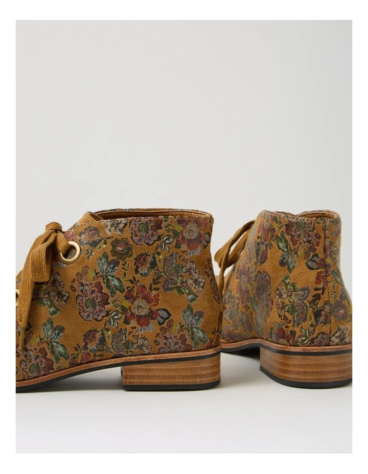 Hissel Tan Flower Microsuede Ankle Boots image 5