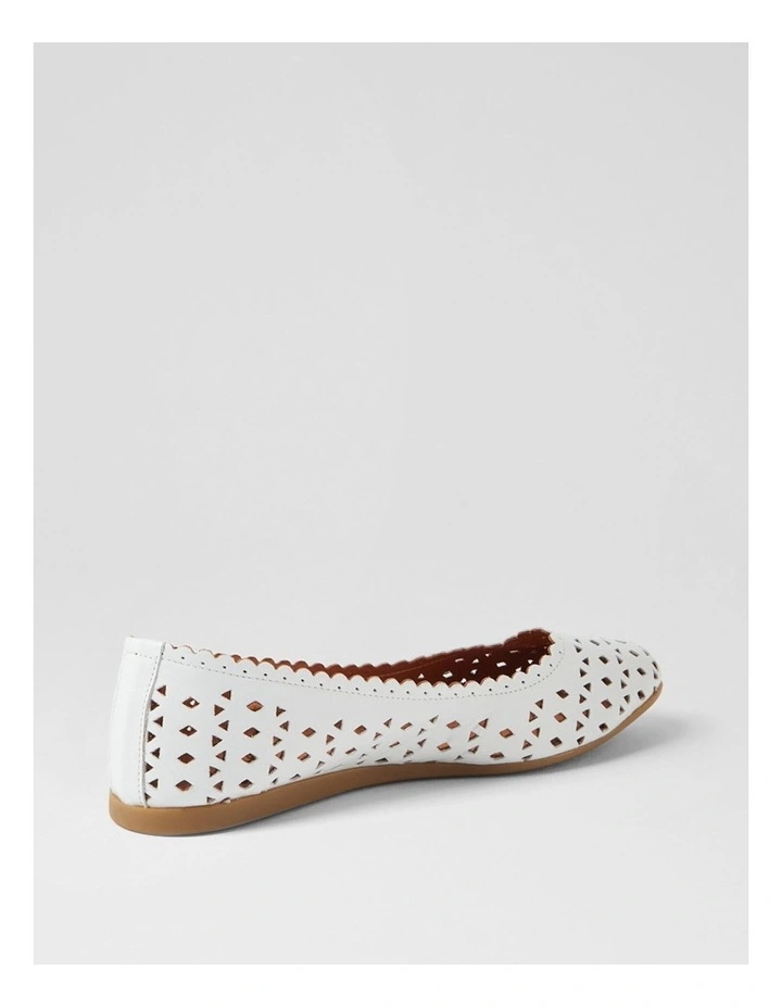 Fahey White Leather Flat Shoes image 3