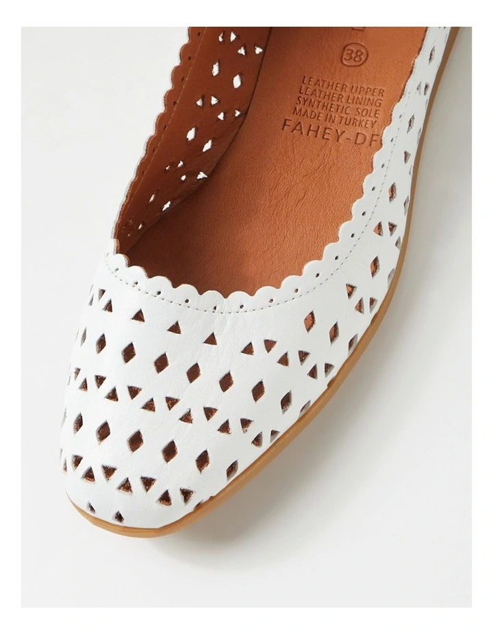 Fahey White Leather Flat Shoes image 4