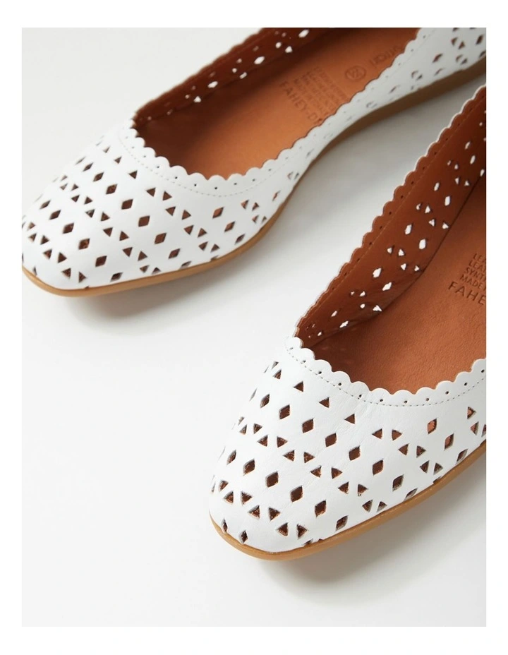 Fahey White Leather Flat Shoes image 5