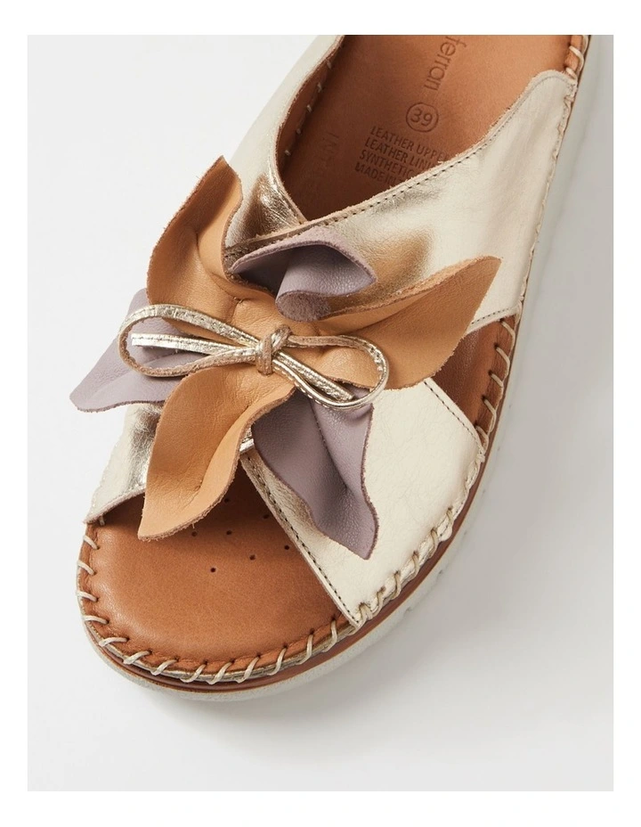 Intreege Metallic Taupe Leather Sandals image 4
