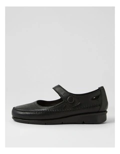 Peregrine Black Leather Flat Shoes