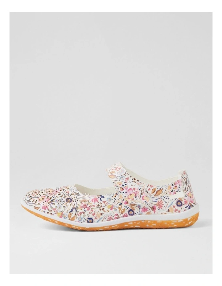 Silviee White Floral Flat Shoes image 1