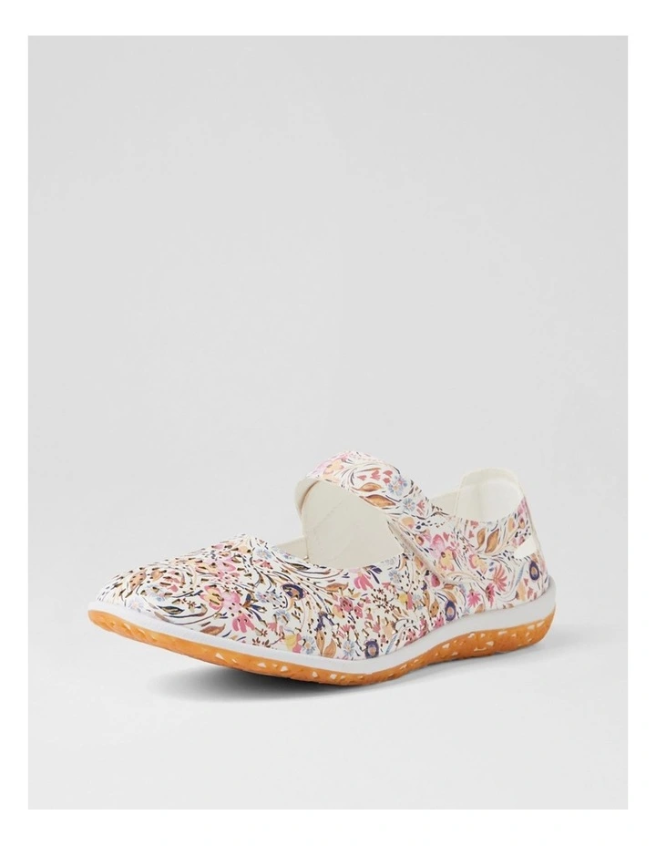 Silviee White Floral Flat Shoes image 2