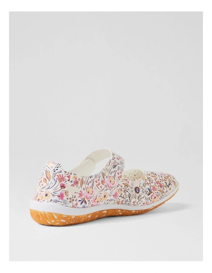 Silviee White Floral Flat Shoes image 3