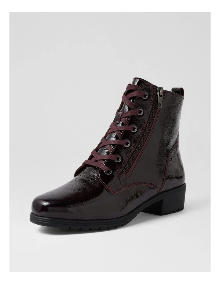 Cash Merlot Patent Leather Lace Up Boots image 2