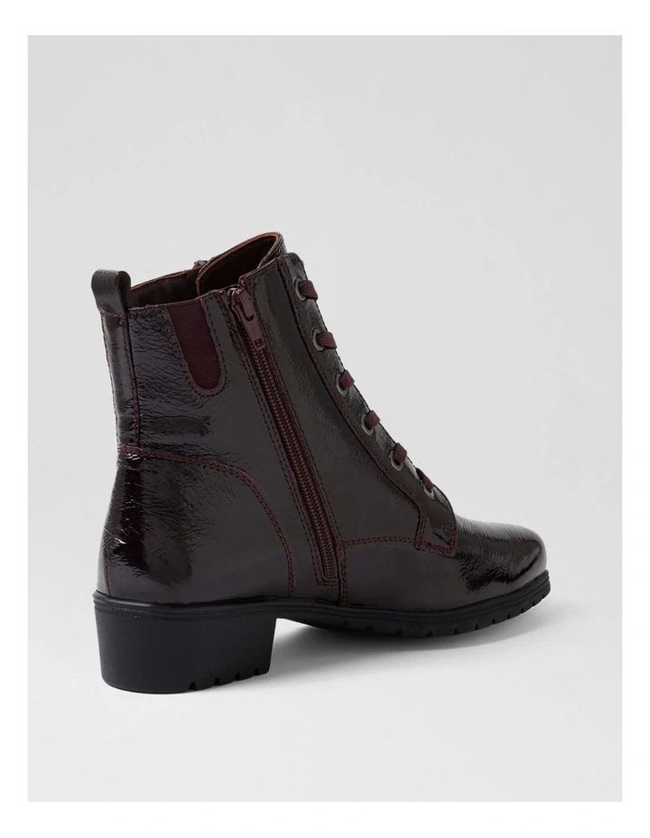 Cash Merlot Patent Leather Lace Up Boots image 3