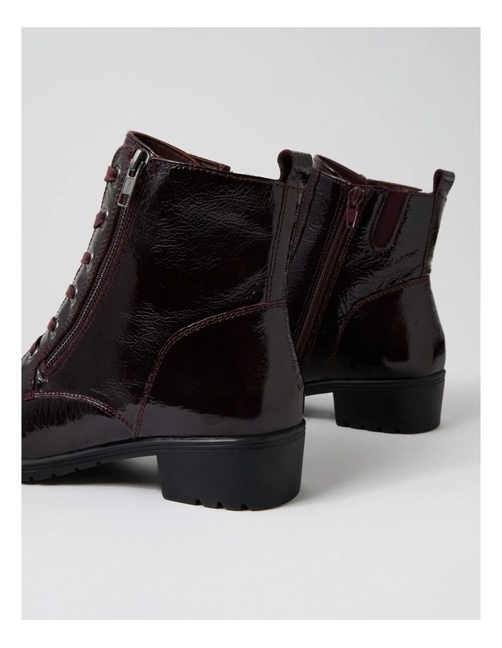 Cash Merlot Patent Leather Lace Up Boots image 5