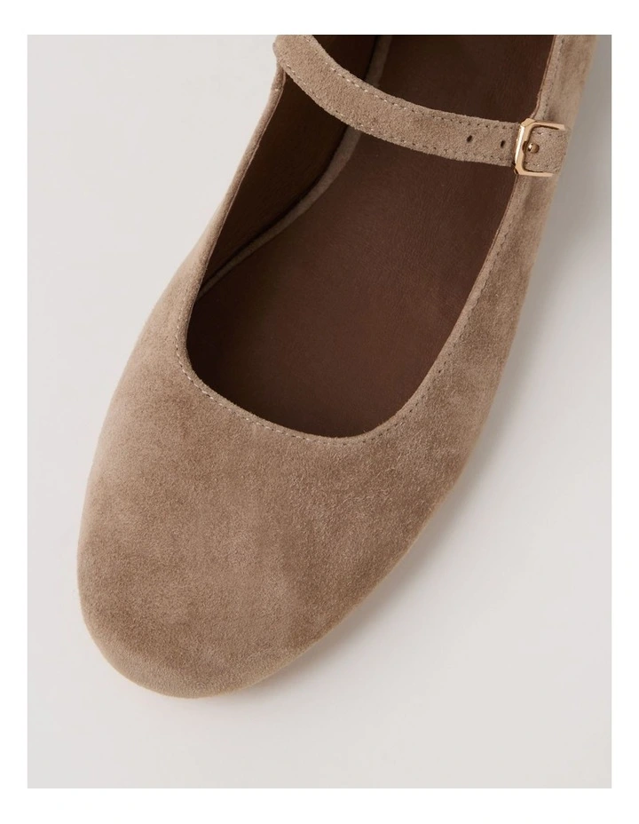 Curious Taupe Suede Flat Shoes image 4