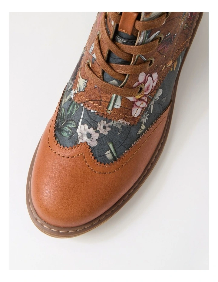 Bokoa Tan Steel Floral Ankle Boots image 4