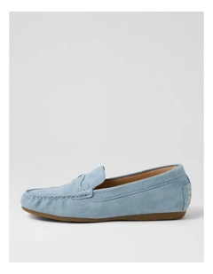 Elian Denim Suede Flat Shoes