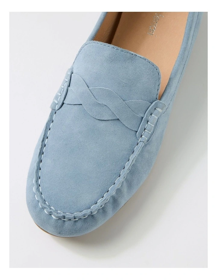 Elian Denim Suede Flat Shoes image 4