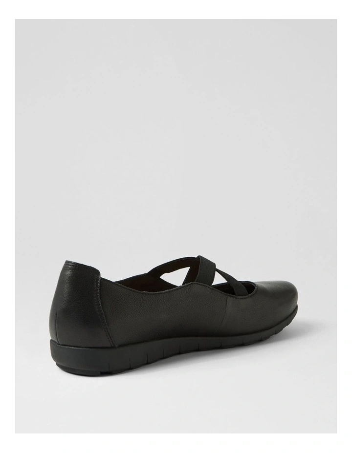 Brookyi Black Wide Fit Leather Flat Shoes image 3