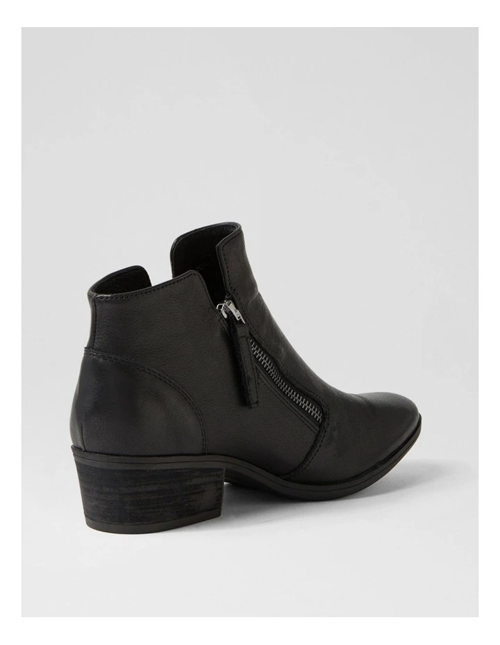 Zoner Black Leather Ankle Boots image 3