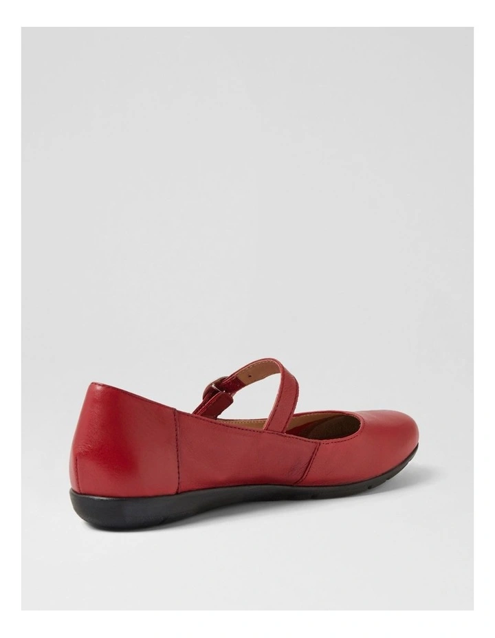 Hariet Red Leather Flat Shoes image 3